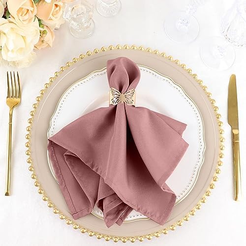 100 pcs 17-Inch Dusty Rose Polyester Table Napkins Reusable Washable Wedding Party Dinner Linens Tableware Supplies - Image 5