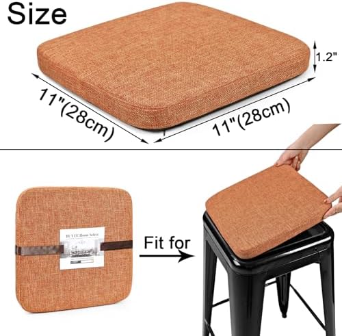 BUYUE Friendly Woven Fabric Magnetic Bar Stool Cushions Set of 4, Enhanced Anti-Slip Breathable Small Chair Seat Pads for Café Bistro Stackable Metal Stools (Square, Orange, 4 Counts) - Image 4