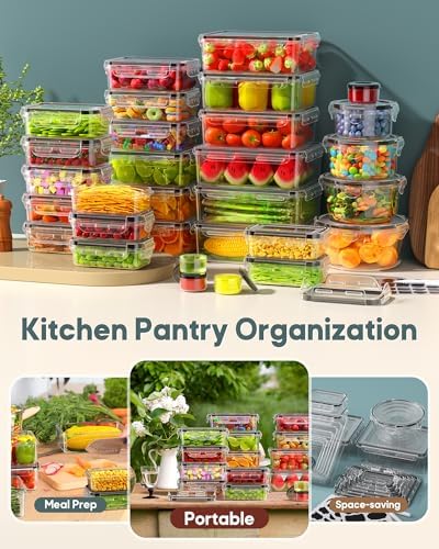60 PCS Food Storage Containers with Lids Airtight, (30 Lids & 30 Containers) Leak proof Containers Set for Kitchen, Meal Prep, BPA-Free, PVC-Free Plastic, Microwave/Dishwasher Safe, Extra Labels & Pen - Image 7