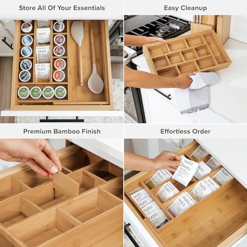 KitchenEdge Tea Bag & Coffee Pod Organizer, 9.7-17 in, Bamboo - Image 3