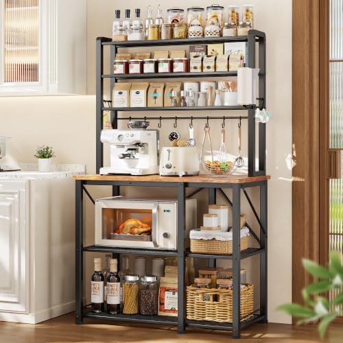 YASONIC Coffee Bar, Bakers Rack with Storage, 34.7 Inches Microwave Stand - Image 2