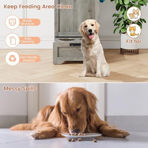 Dog Feeding Station with 2 Elevated Dog Bowls - Image 6