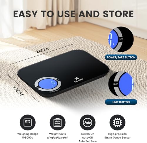 EILISON Smart Kitchen Food Scale,Bluetooth,8000g Cap,Nutrition Calculator - Image 6