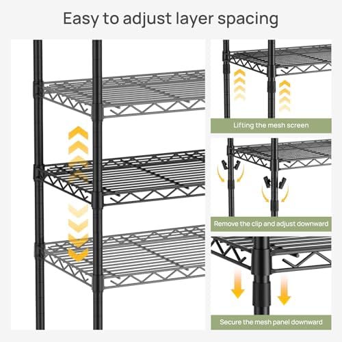 Golpart 6Tier Adjustable Storage Shelves Metal Wire Shelving Standing Shelf - Image 5