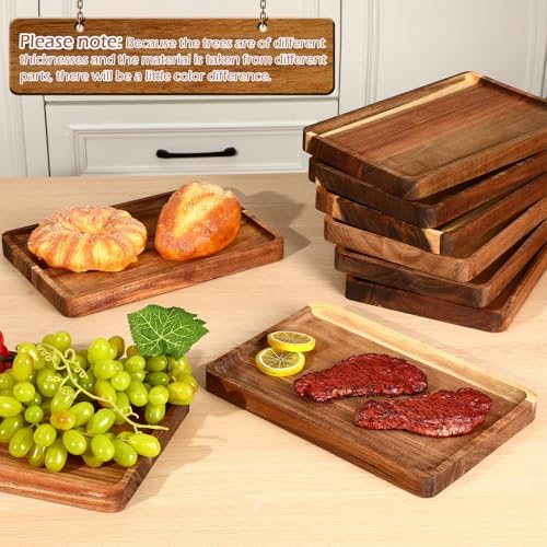 Roshtia 12 Pcs Acacia Wood Serving Tray Dinner Plates,8'' X 12'' X 1'' - Image 4
