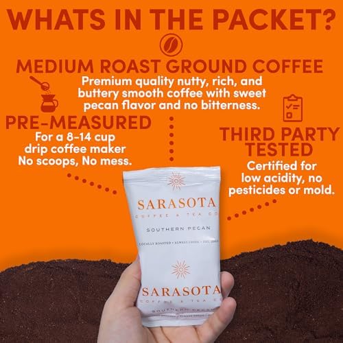 Coffee Packets – Butter Pecan Ground Packs, Gourmet Medium Roast, Low Acid 2oz Pre-Measured Bags for 12-Cup Drip Brewers, Bulk Southern Texas Pecan Single-Pot Pouches, 36 Count - Image 5