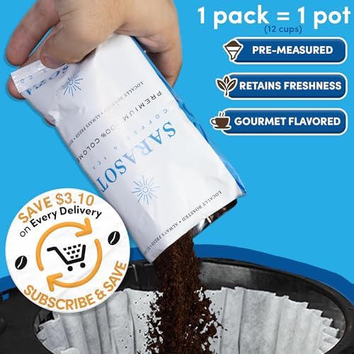Coffee Packets – 100% Colombian Medium Roast Ground Coffee, Low Acid Mold Free 2 oz Packs for 12 Cup Brewers, Pre-Measured Fractional Packs, 12 Count Box – Sarasota - Image 3