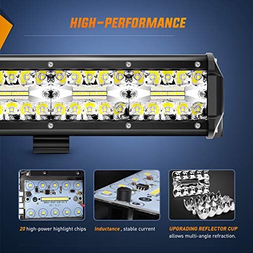 Nilight 20 Inch 420W Triple Row Flood Spot Combo Led Light Bar 4PCS 4Inch 60W LED Pods Driving Boat Lights Led Off Road Trucks Lights , 2 Years Warranty (ZH415), Black - Image 4