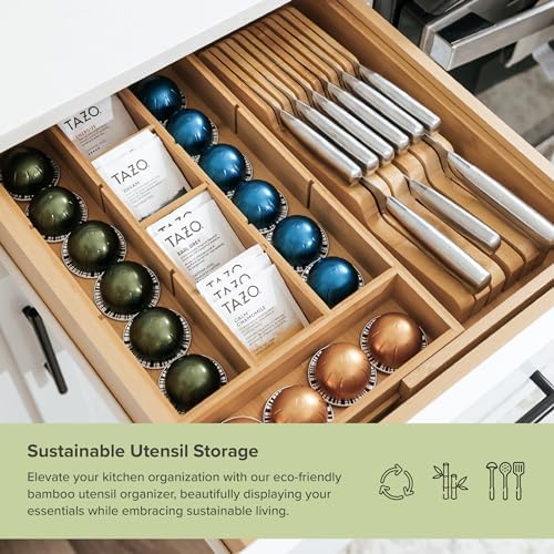 KitchenEdge Tea Bag & Coffee Pod Organizer, 9.7-17 in, Bamboo - Image 5