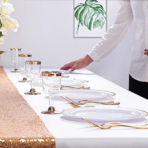 WDF 60PCS White Gold Plates Disposable - Gold Thanksgiving Plastic Thab Plates, Including 30-10.25inch Gold Dinner and 30-7.5inch Salad/Dessert for Thanksgiving/Friendsgiving/Fall Harvest - Image 4