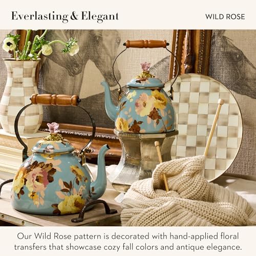 MACKENZIE-CHILDS Tea Kettle, 2 Quarts, Wild Rose Slate - Image 3
