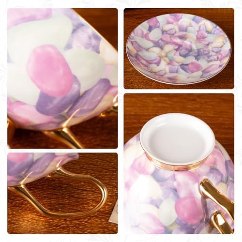 KAMMAK Tea Cups and Saucers Set of 2, Porcelain Coffee Cups, JBE024 - Image 6