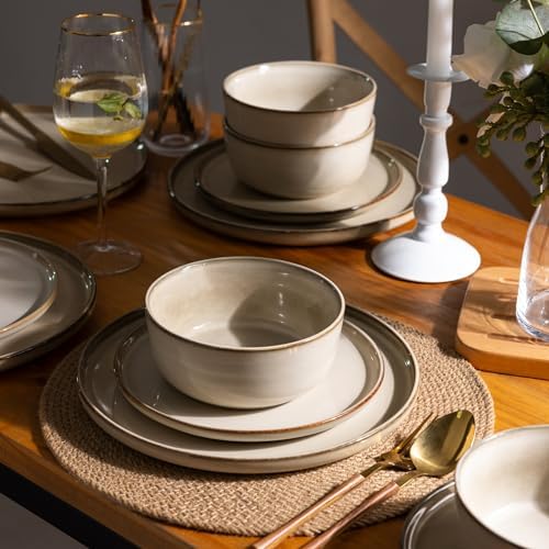 GBHOME Dinnerware Sets for 4, 12 Pieces Ceramic Plates and Bowls Set - Image 5