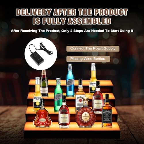 FAHKNS LED Lighted Liquor Bottle Display, 4 Tiers 16 Inch LED Liquor Shelves with RF Remote, Liquor Bottle Accessories Shelf for Home Bar, 16 Static Colors 4 Dynamic Mode - Image 6