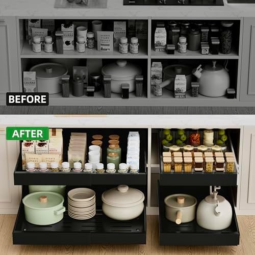 PAKETA 2 Pack Expandable Pull Out Cabinet Organizer,21" Deep - Image 3