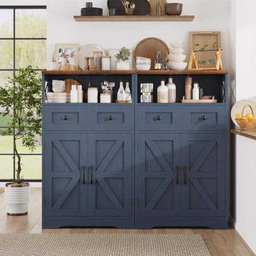 Farmhouse Storage Cabinet Set of 2, Small Kitchen Pantry Coffee Bar Cabinet - Image 4