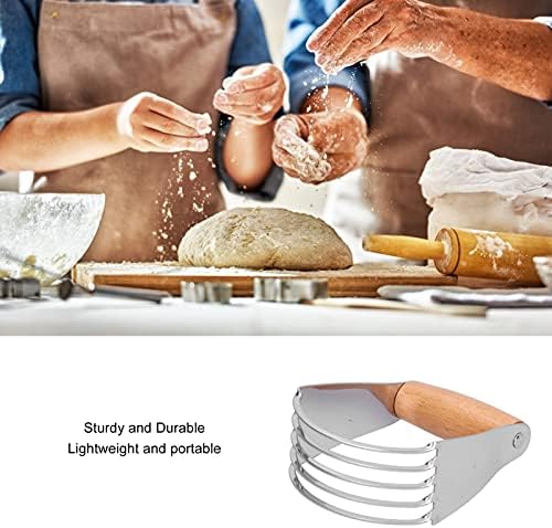 Cocoarm Dough Cutter Stainless Steel Dough Mixer Ergonomic Handle Dough Cutter with 5 Sturdy Blades for Mixing Butter Flour Sugar Baking Accessories Kitchen Accessories (Wood Colour) - Image 3