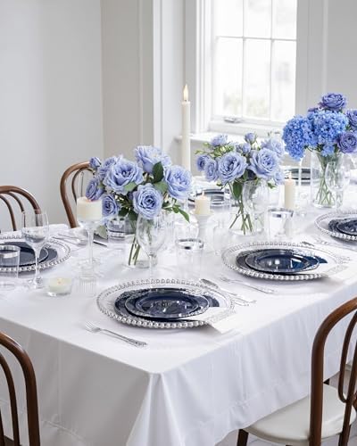Hioasis 175pcs Blue and Silver Plastic Plates 10.25" - Image 2