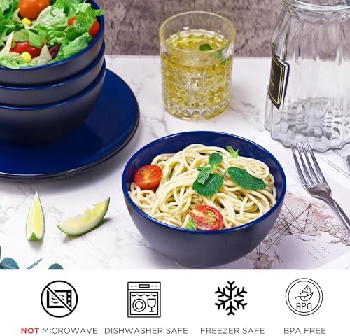 TP 18-Piece Melamine Dinnerware Sets, Service for 6, Blue&Black - Image 2
