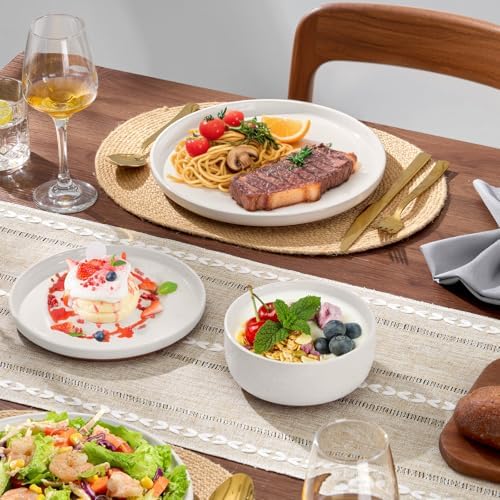 E-far Plates and Bowls Sets, 24Pcs Stoneware Ceramic Dinnerware Dishes Sets - Image 4