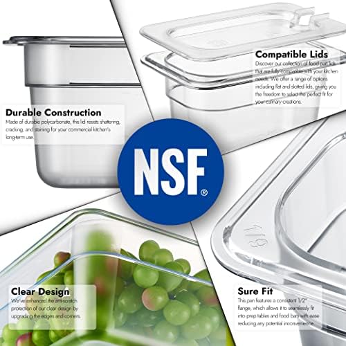 CURTA 6-Pack 1/9 Size 4" Deep NSF Polycarbonate Food Pans | Dishwasher & Freezer Safe Clear Container for Prep Tables, Buffet, Salad Bar, Commercial & Home Kitchen - Image 5