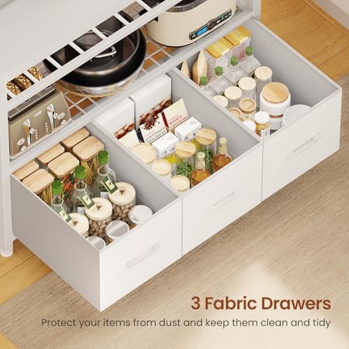Itaar 35.4" Bakers Rack Microwave Stand with Storage, 3 Drawers, LED Lights - Image 4
