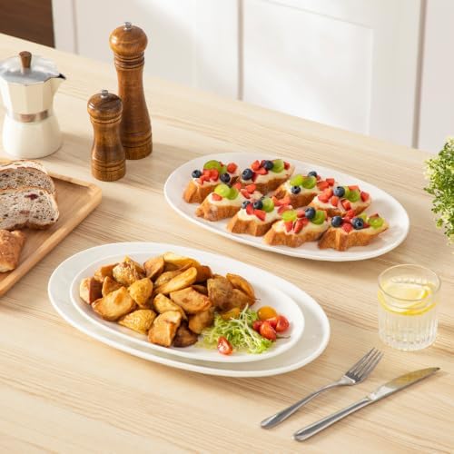 vancasso Ceramic Serving Platters Set of 3, Oval 16/14.7/13.5 Inch, White - Image 7