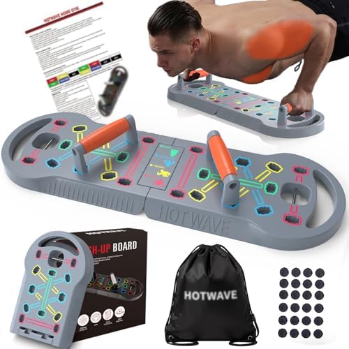 HOTWAVE Push Up Board, Portable PushUp Board, Foldable 20 in 1 Push Up Bar by HOTWAVE