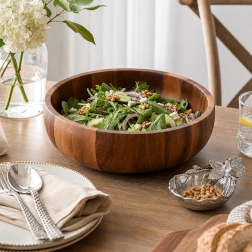 Arthur Court Large Acacia Wooden Hive-Style Salad Bowl - Unique Serving Bowl for Fruits, Snacks, and Salads - 5" H x 12" Diameter - Image 7