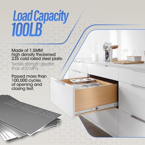 1 Pair Full Extension Drawer Slides 8 inch Heavy Duty Rails - Image 5