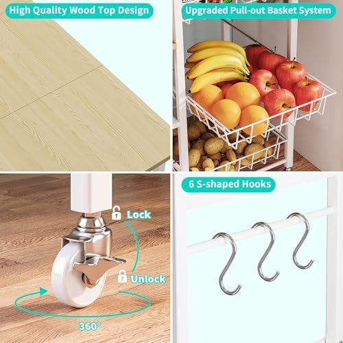 HapiRm Rolling Kitchen Microwave Cart - 4 Tier Microwave Table Stand with Pull-Out Baskets, Coffee Bar Baker's Rack with Wheels Rolling Storage Cart Organizer Shelf for Living Room Office, Balcony - Image 4