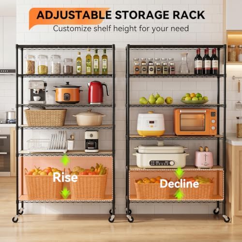 BestOffice | 6-Tier Wire Storage Shelves with PP Shim | 18x45x82 | Black - Image 6