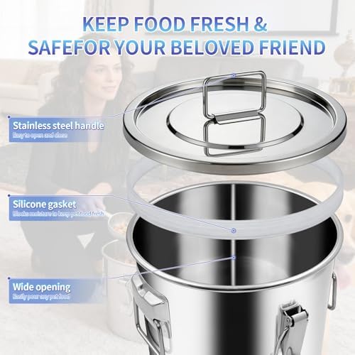 50 lb Stainless Steel Dog Food Storage Container, Airtight Metal Pet Food Storage Bin with Lid and Scoop, Large Dog Food Container for Dry Food, Keep Fresh, Easy to Clean - Image 5
