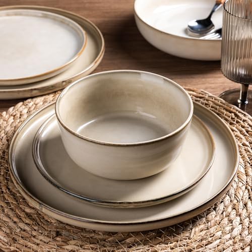GBHOME Dinnerware Sets for 6, 24 Pieces Ceramic Plates and Bowls Set - Image 3