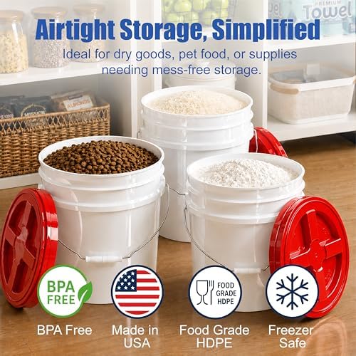 ePackageSupply 3.5 Gallon Bucket, Food-Grade w/Lid, BPA-Free, Red,6 Packs - Image 2