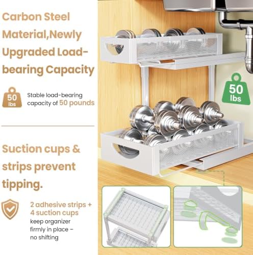 Under Sink Organizer for Kitchen and Bathroom Cabinets Pull Out Storage - Image 4