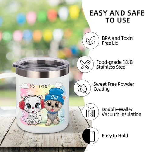 Volhoply 14oz sublimation Insulated Stainless Steel Coffee Mug with Leakproof Lid,Double Wall Vacuum Travel Cup with Handle,Reusable Metal Cups Tumbler,Camping Mugs Keep Hot/Cold(Sublimation,1 Set) - Image 5