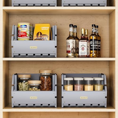 Wood Potato Onion Storage Bins - Wooden Stackable Produce Basket - Fruit Vegetable Storage for Kitchen Pantry Organization, Set 3 Pieces - Image 7