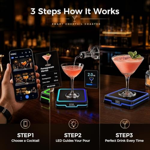 Kiddush Cups&Sets KAVAZ Smart Cocktail Maker with LED Pour Guidance, Black - Image 3