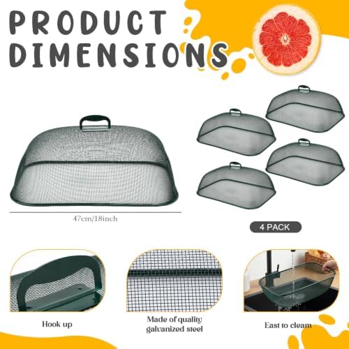 Hicarer 4 Pcs Metal Mesh Food Covers for Outdoors 18 Inch, Dark Green - Image 2