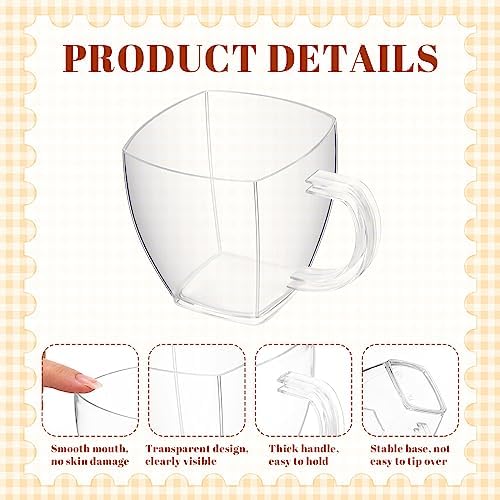 Amyhill 100 Pcs 5 oz Disposable Plastic Tea Cups with Handle,Clear - Image 3