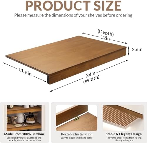 Gashell Wire Shelf Covers, Bamboo Wire Rack Covers for Pantry, Closet - Image 3