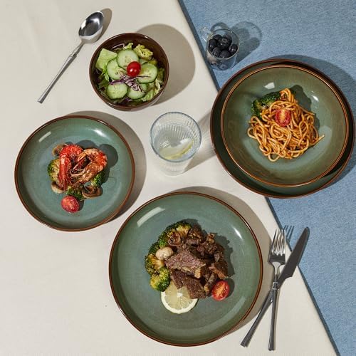 Pokini Ceramic Dinnerware Sets for 6, 24pcs Plates and Bowls Sets Dish Set - Image 6