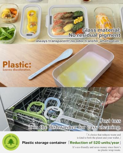 4-Pack Glass Food Storage Containers with Tempered Lids – Borosilicate, Airtight, Oven-Safe (-4°F~950°F), BPA-Free, 1Cup*2 & 2.3Cup*1 & 5.7Cup*1(Light gray) - Image 6