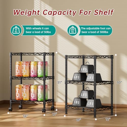 Golpart 3Tier Adjustable Storage Shelves Metal Wire Shelving Standing Shelf - Image 3