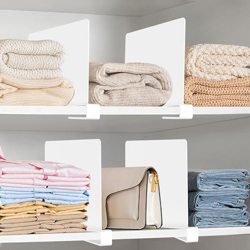 HBlife 8 Pcs White Acrylic Shelf Dividers, Vertical Purse Organizer for Closet Perfect for Sweater, Shirts, Handbags in Bedroom and Kitchen, Closet Separators for Organization Cabinet - Image 6