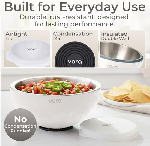 35oz White Stainless Steel Dip Chiller Bowl with Lid (1 Pack) - Image 3