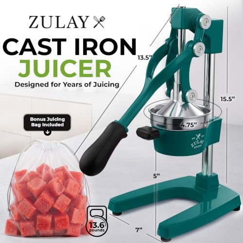 Zulay Kitchen Cast Iron Juicer, Orange Manual Juicer, Citrus Press, Gray - Image 2