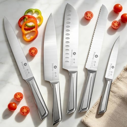 imarku Gyutou Knife Set, High Carbon Steel, Block & Sharpener, Gift Box - Image 6