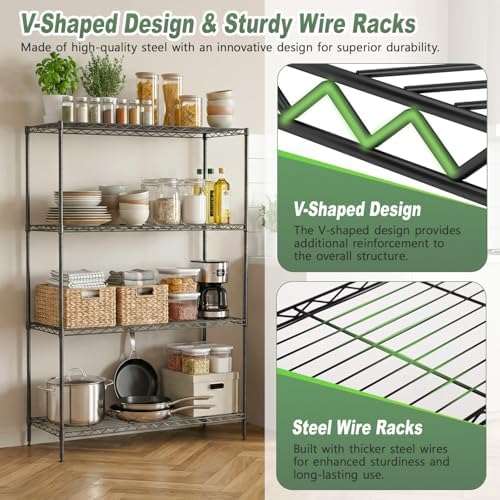 BestOffice | 4-Tier Wire Shelf | 35" x 13.4" x 53.7" | Black - Image 5